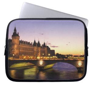 France, Paris, River Seine and Conciergerie at Laptop Sleeve