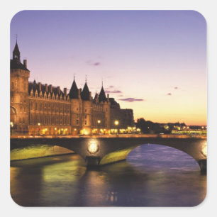 France, Paris, River Seine and Conciergerie at Square Sticker