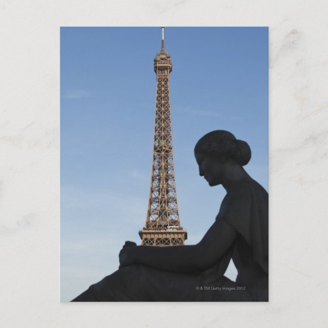 France, Paris, Statue of woman in front of Postcard (Front)