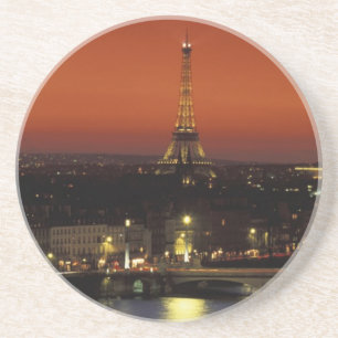 France, Paris Sunset view of Eiffel Tower and Coaster