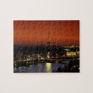 France, Paris Sunset view of Eiffel Tower and Jigsaw Puzzle