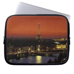 France, Paris Sunset view of Eiffel Tower and Laptop Sleeve