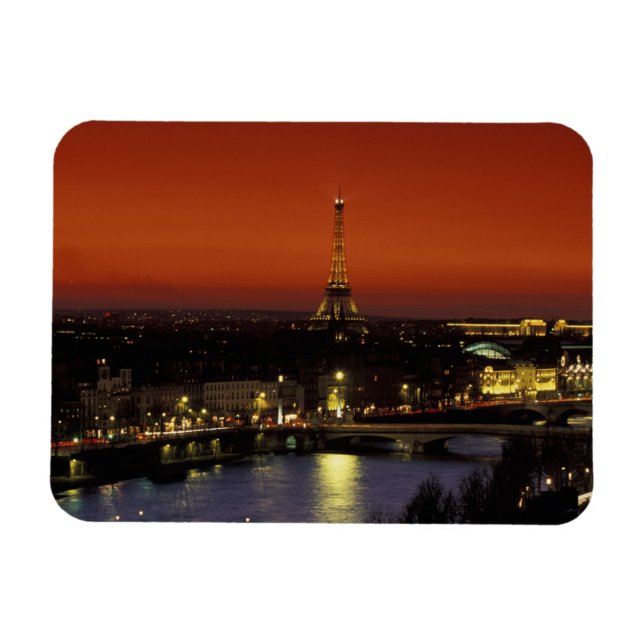 France, Paris Sunset view of Eiffel Tower and Magnet (Horizontal)