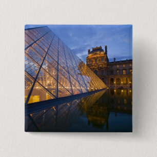 France, Paris. The Louvre at twilight. Credit 3 15 Cm Square Badge