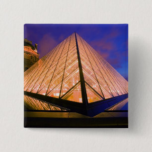 France, Paris. The Louvre museum at twilight. 2 15 Cm Square Badge