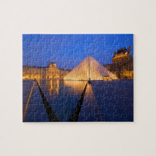 France, Paris. The Louvre museum at twilight. Jigsaw Puzzle