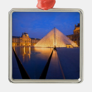 France, Paris. The Louvre museum at twilight. Metal Ornament