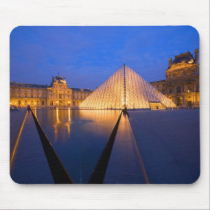 France, Paris. The Louvre museum at twilight. Mouse Pad