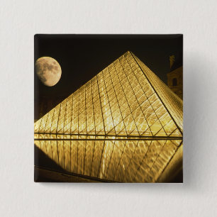 France, Paris, The Louvre Museum, Nighttime 15 Cm Square Badge
