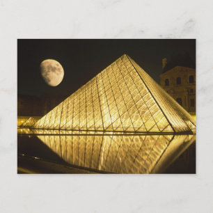 France, Paris, The Louvre Museum, Nighttime Postcard