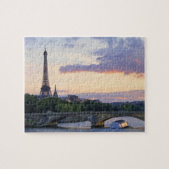 France,Paris,tour boat on River Seine,Eiffel Jigsaw Puzzle (Horizontal)