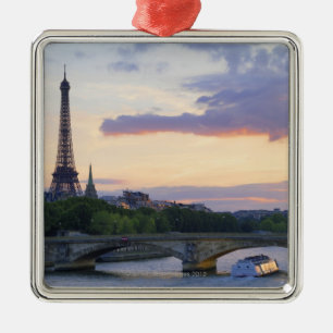 France,Paris,tour boat on River Seine,Eiffel Metal Ornament