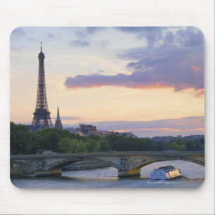 France,Paris,tour boat on River Seine,Eiffel Mouse Pad