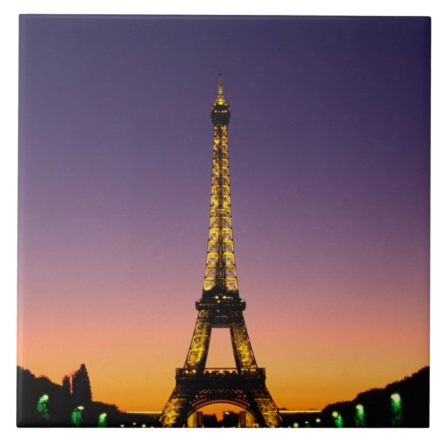 France, Paris, Tour Eiffel at sunset. Ceramic Tile (Front)