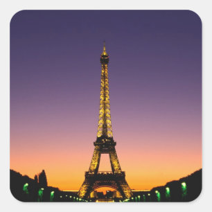 France, Paris, Tour Eiffel at sunset. Square Sticker
