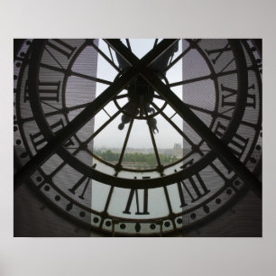 France, Paris. View across Seine River through Poster