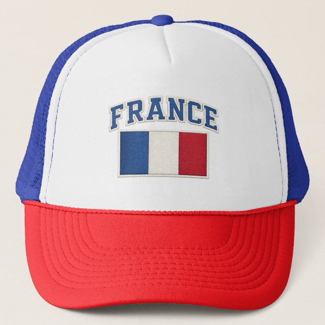 France Patriotic Flag Embroidered Hat (Front)