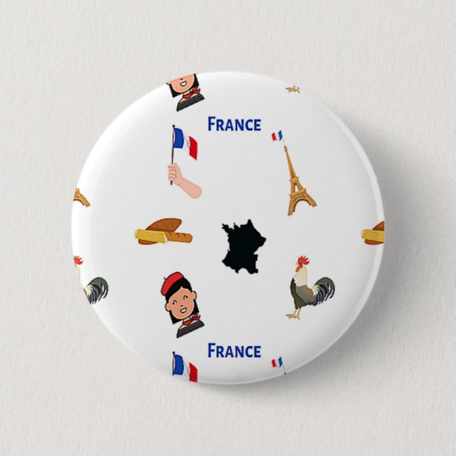 France pattern on white 6 cm round badge (Front)