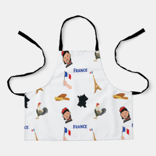 France pattern on white apron