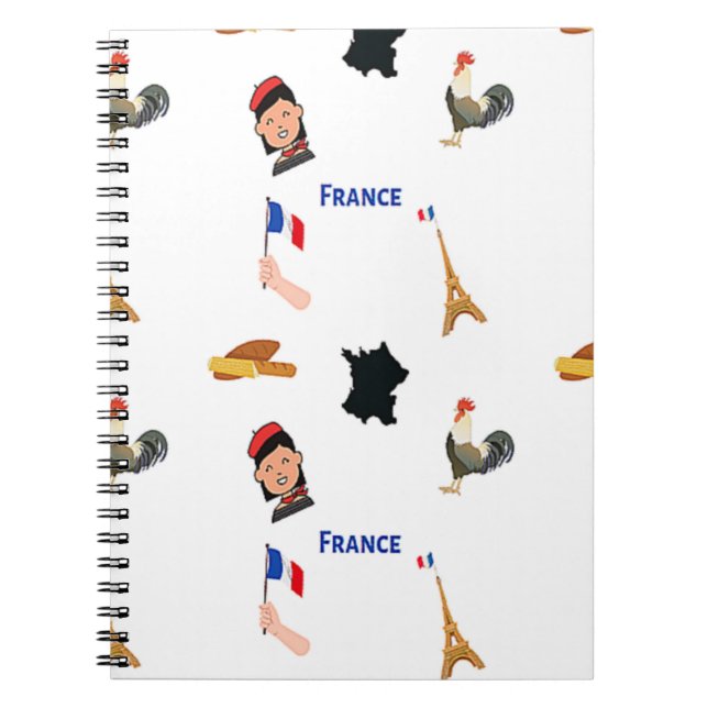 France pattern on white notebook (Front)