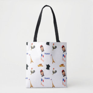 France pattern on white tote bag