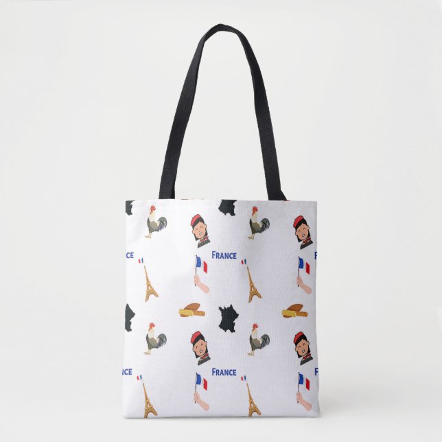 France pattern on white tote bag (Front)