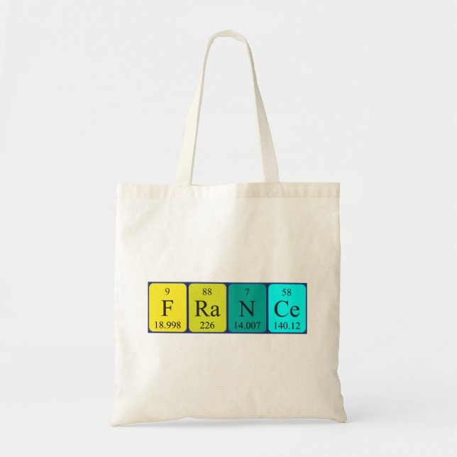 France periodic table name tote bag (Front)