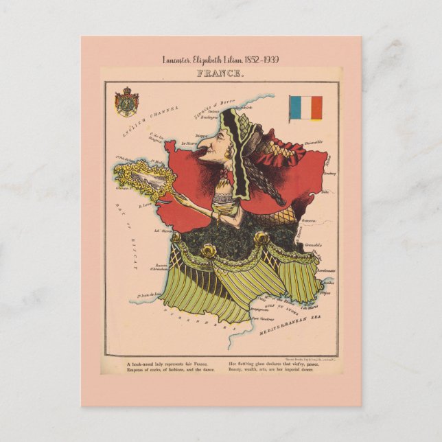 France Pictorial maps Postcard (Front)