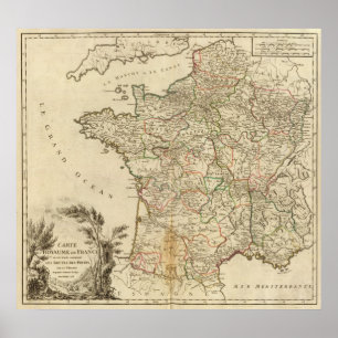 France Postal Roads Poster