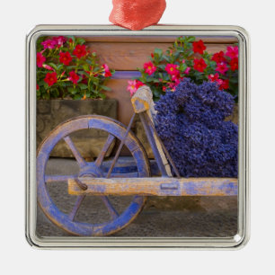 France, Provence, Sault. Old wooden cart with Metal Ornament
