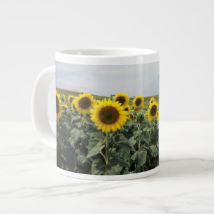 France Provence, View of sunflowers field Large Coffee Mug