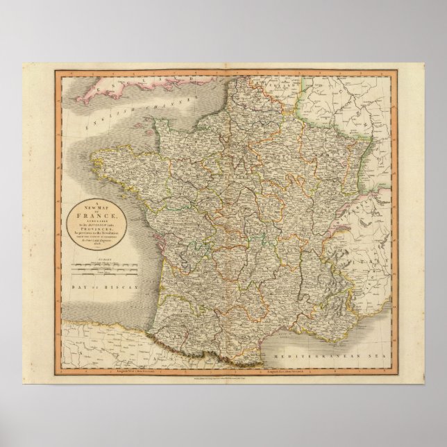France Provincial Boundaries Poster (Front)
