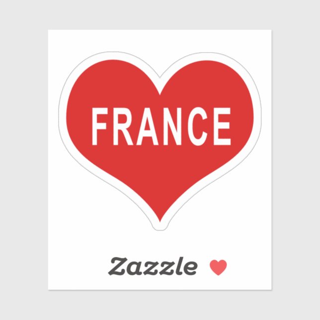 FRANCE Red Love Heart Vinyl Sticker (Sheet)