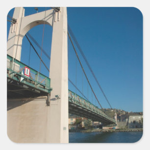 France, Rhone-Alps, Condrieu, bridge across Square Sticker