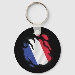 France Ripped Flag Key Ring