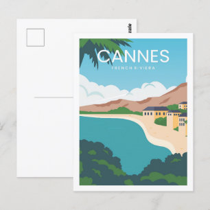 France Riviera Cannes Travel Place Illustration Postcard
