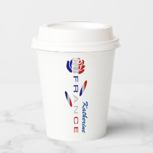 France Rose Flag Personalised  Paper Cups