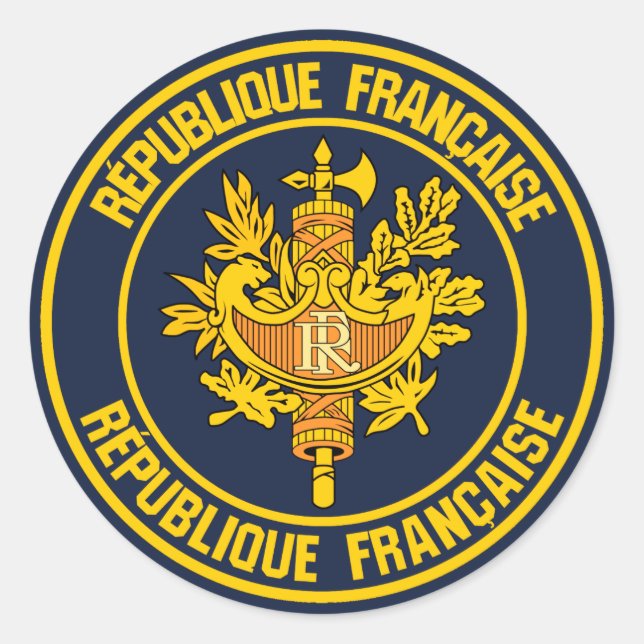 France Round Emblem Classic Round Sticker (Front)