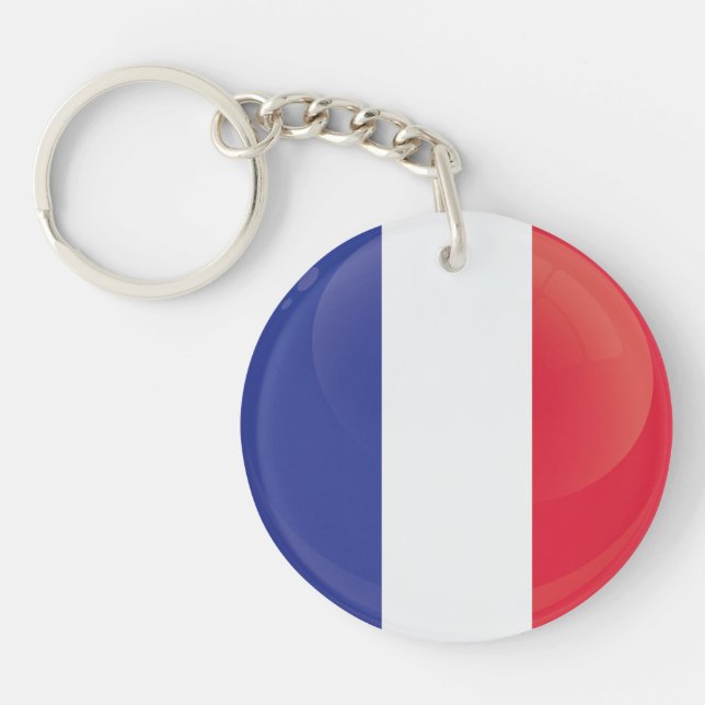 France  Round Icon Flag Key Ring (Front)