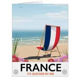 France seaside beach travel poster