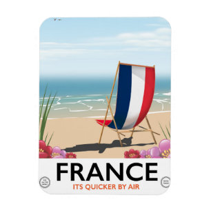 France seaside beach travel poster magnet