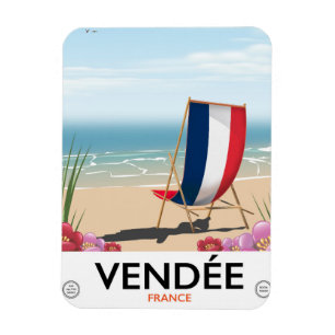 France seaside beach travel poster magnet