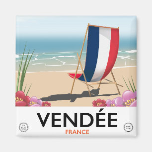 France seaside beach travel poster magnet