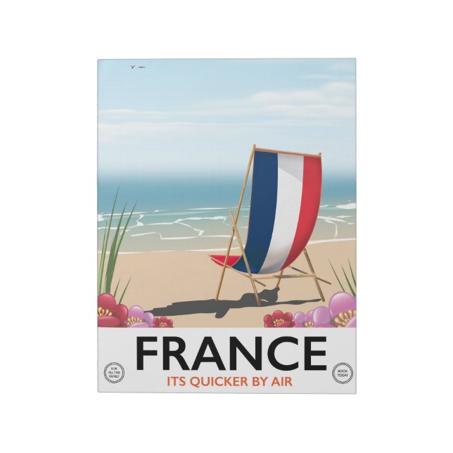France seaside beach travel poster. notepad (Rotated)