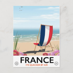 France seaside beach travel poster postcard