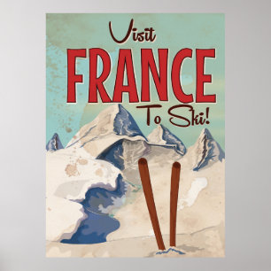 France Skiing Vintage travel poster