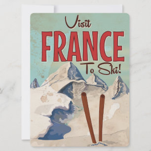 France Skiing Vintage travel poster Invitation