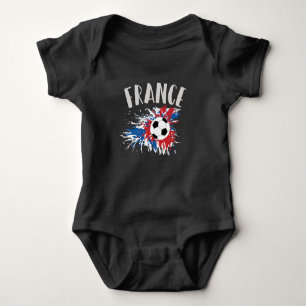 France Soccer Ball Grunge Flag Baby Bodysuit