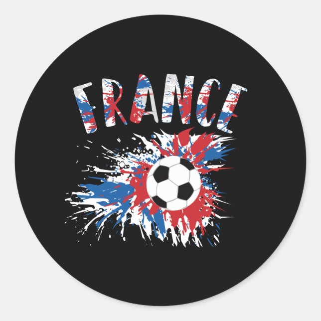 France Soccer Ball Grunge Flag Classic Round Sticker (Front)