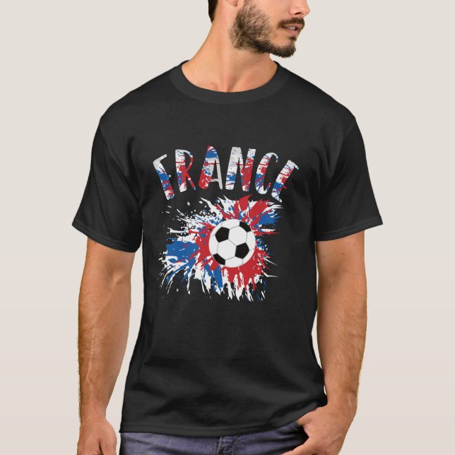 France Soccer Ball Grunge Flag T-Shirt (Front)